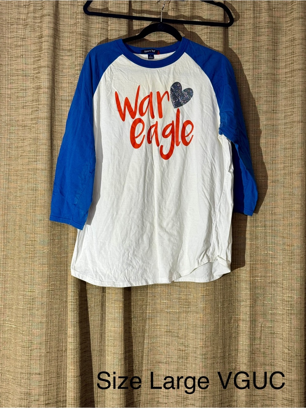 Sport Tek 'War Eagle' Raglan Long Sleeve Tee - White & Blue